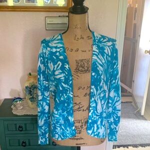St. John's Bay Blue and White Cardigan Sweater Petite Small
